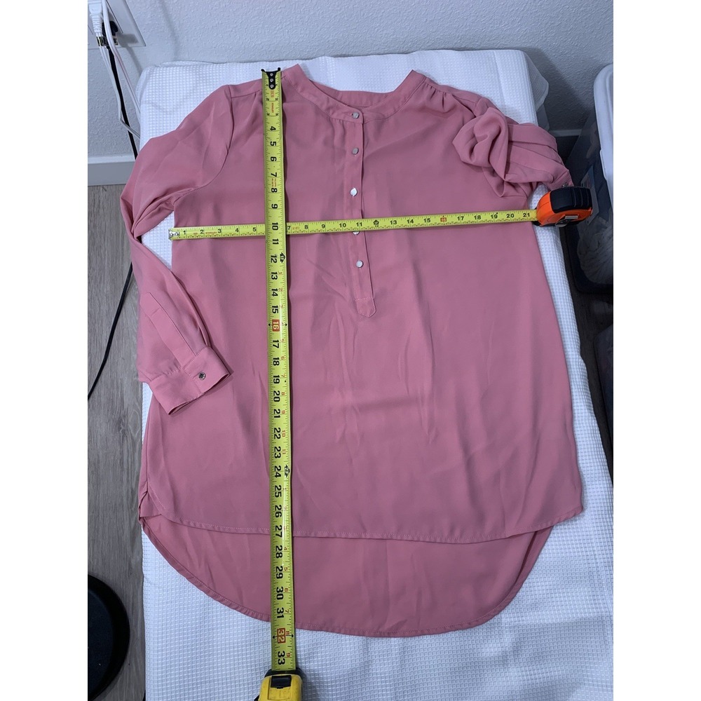 (G-223)Joan Vass New York Womens Pink Blouse Size M Long Sleeve Button Front 100 - Picture 6 of 8
